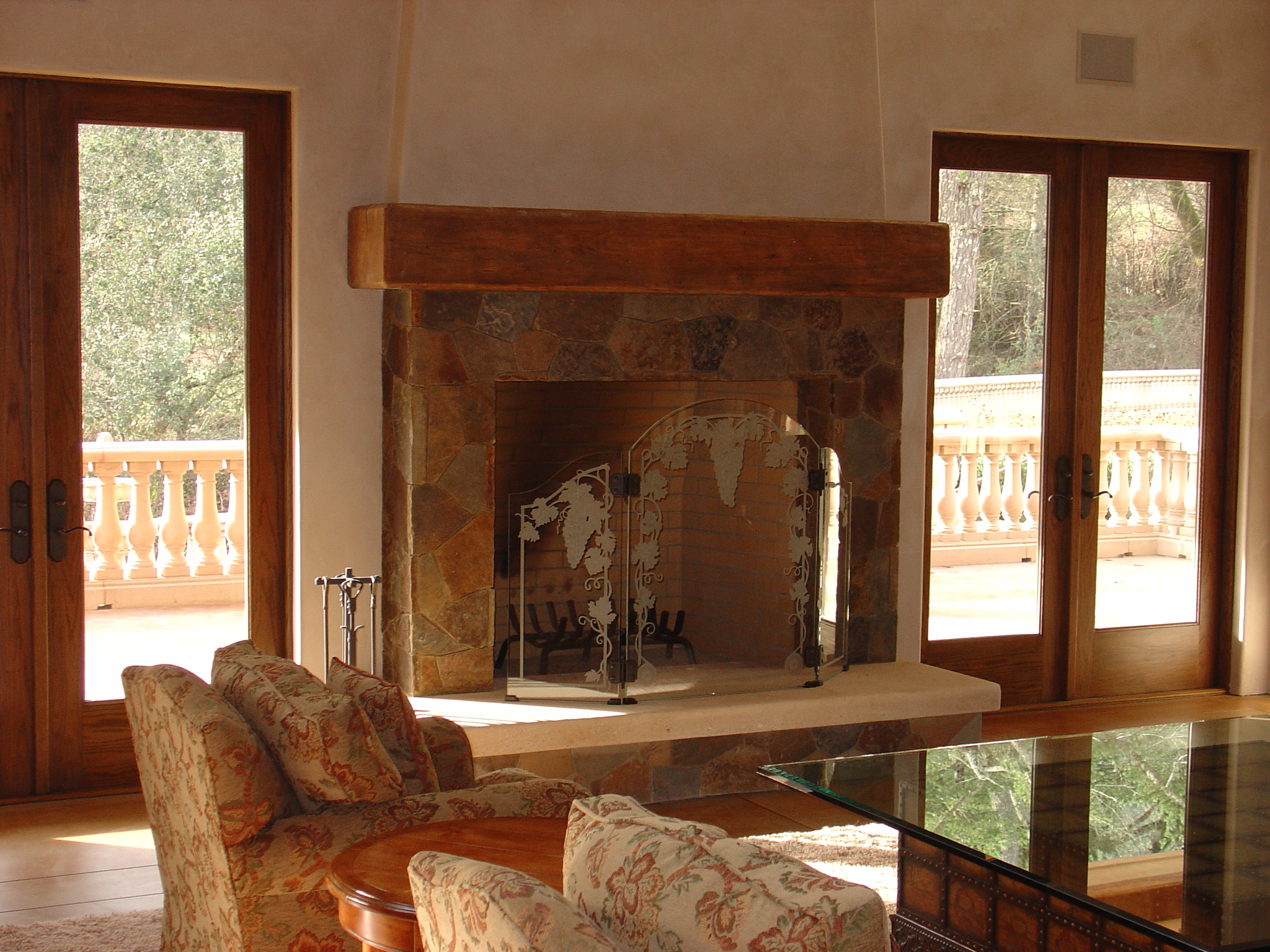 Dakota Fireplace with Limestone Hearth